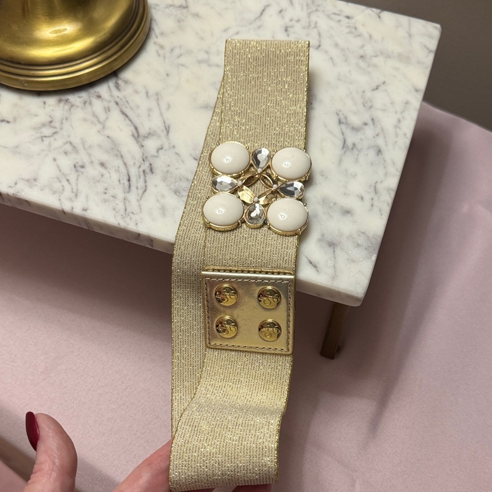 Lilly Pulitzer Jewel Gold and White Women's Belt